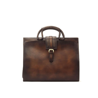 DapperFam Luxe Men's Brief Case in Cognac Painted Calf in #color_