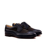 DapperFam Zephyr in Navy / Grey Men's Italian Leather & Lux Suede Longwing Blucher in Navy / Grey #color_ Navy / Grey