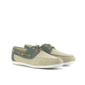 DapperFam Nauticus in Ice / Khaki Men's Linen Boat Shoe in Ice / Khaki D - Standard Width #color_ Ice / Khaki D - Standard Width