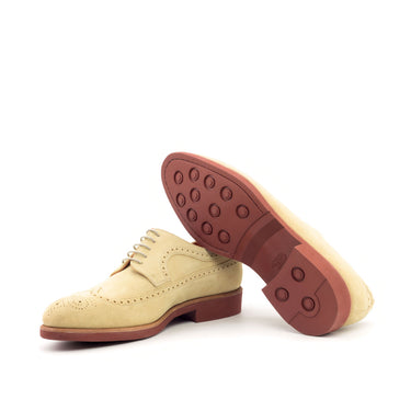 DapperFam Zephyr in Sand Men's Lux Suede Longwing Blucher in #color_