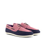 DapperFam Nauticus in Plum / Navy Men's Linen Boat Shoe in Plum / Navy D - Standard Width #color_ Plum / Navy D - Standard Width