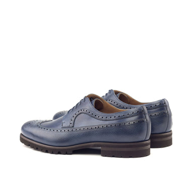 DapperFam Zephyr in Navy Men's Italian Leather & Italian Full Grain Leather Longwing Blucher in #color_