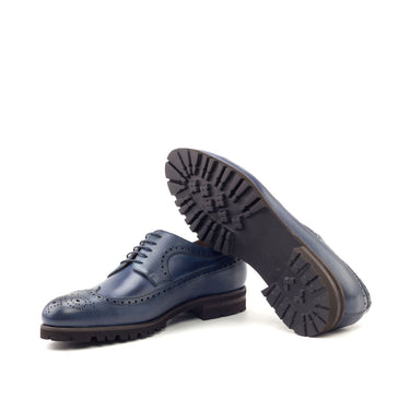 DapperFam Zephyr in Navy Men's Italian Leather & Italian Full Grain Leather Longwing Blucher in #color_