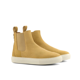 DapperFam Gallant in Sand Men's Lux Suede Chelsea Sport in Sand #color_ Sand