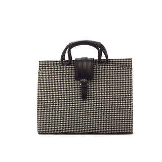 DapperFam Luxe Men's Brief Case in Houndstooth Sartorial in #color_